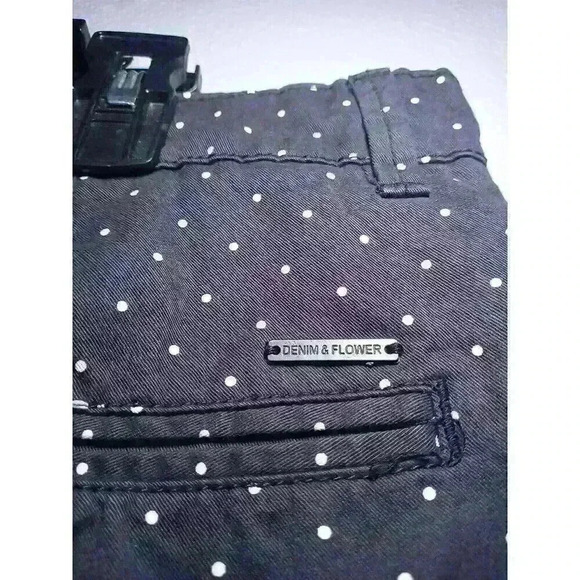 DENIM & FLOWERS RICKY SINGH Mens Power Stretch Shorts SIZE 38 BLUE w/white DOTS - Picture 5 of 11